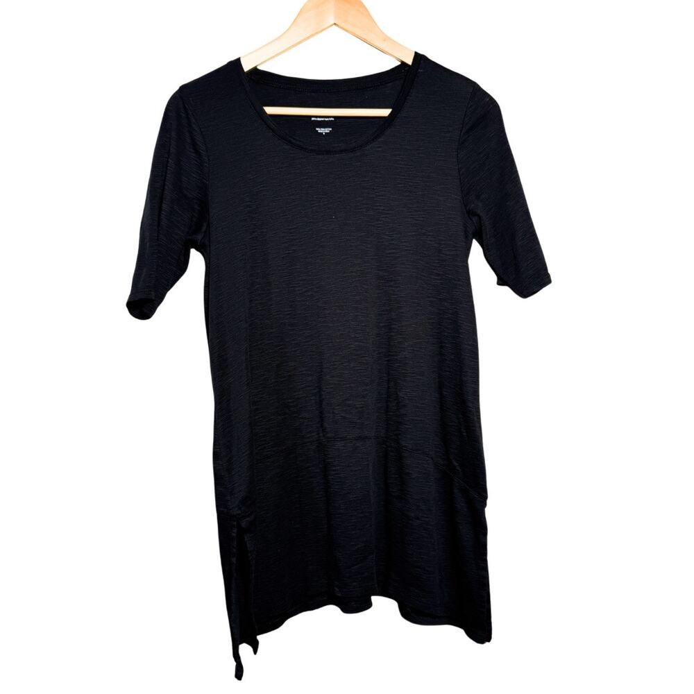 J. Jill Black Pima Cotton Dipped Hem Tunic Short Sleeve Women’s Small